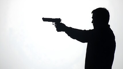 Silhouette of a Cowboy Holding a Gun