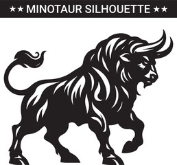 Mythical minotaur silhouette vector illustration