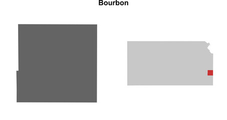 Bourbon County (Kansas) blank outline map set