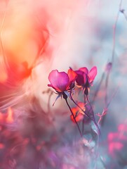 Obraz premium Delicate pink roses bloom in soft, dreamy light.