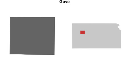 Gove County (Kansas) blank outline map set