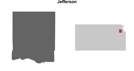 Jefferson County (Kansas) blank outline map set