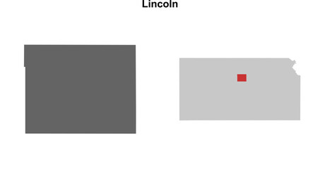 Lincoln County (Kansas) blank outline map set