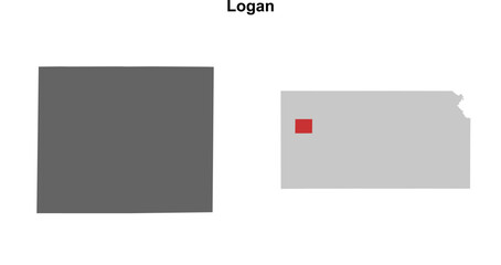 Logan County (Kansas) blank outline map set
