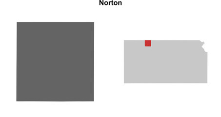Norton County (Kansas) blank outline map set