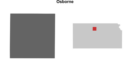 Osborne County (Kansas) blank outline map set