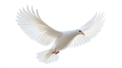 White Dove in Flight with Wings Spread Wide