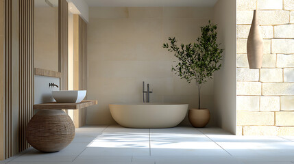 Fototapeta premium Transform your luxury bathroom into a sanitized oasis for relaxation and rejuvenation