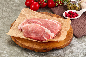 Raw pork steak for cooking