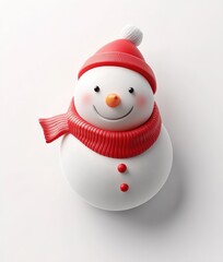 Fototapeta premium 3d rendering of christmas snowman in white background festive red white snowman party celebrat