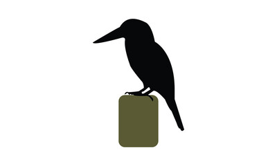 Kingfisher Bird Silhouette Design  And Vector Illustration. 