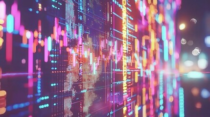 Vibrant Stock Market Chart Visualization with Colorful Data Points and Graphs Representing Investment Trends and Market Fluctuations