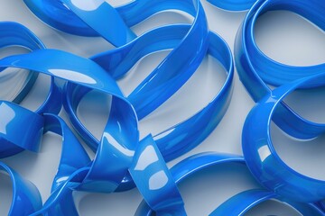 Obraz premium Blue abstract 3D lines symbolize business communication.