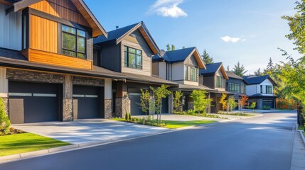 Modern residential townhouses in a suburban area