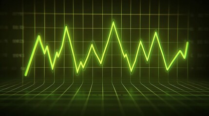 Abstract Stock Market Profit Graph with Green Indicators Representing Fluctuating Trends and Statistical Analysis in a Digital Format
