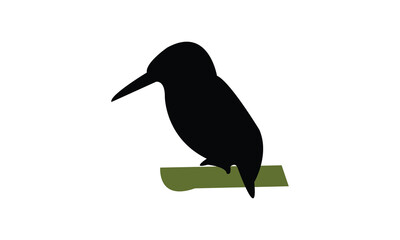 Kingfisher Bird Silhouette Design  And Vector Illustration. 
