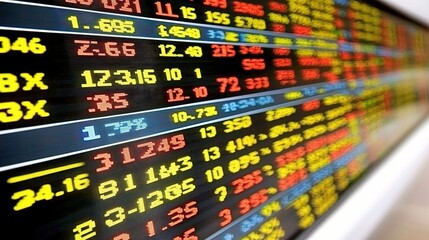 Fototapeta premium Real-Time Stock Market Charts Displaying Investment Opportunities and Data for Traders Analyzing Financial Trends and Performance Metrics in a Dynamic Environment