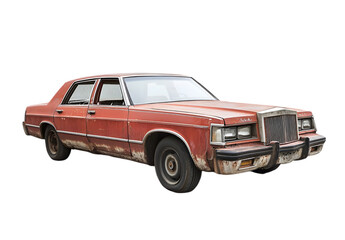 Wrecked car isolated on transparent background, png.