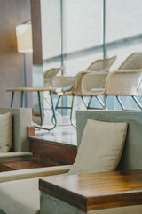  카페, 벤치, 상들리에, 장식품