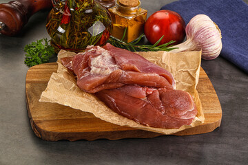 Raw uncooked turkey thigh fillet