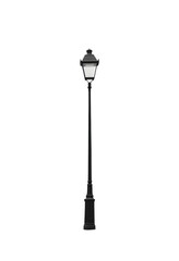 Black street lamp  isolated on transparent background, png.