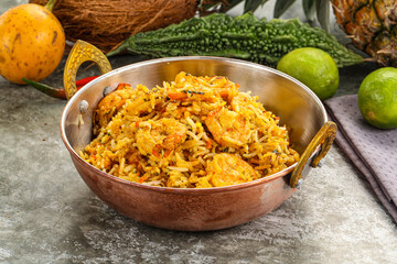 Indian cuisine - Biryani rice with prawn