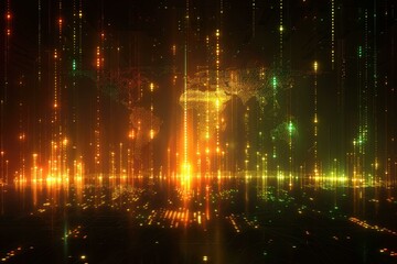 Global data processing technology concept over world map.