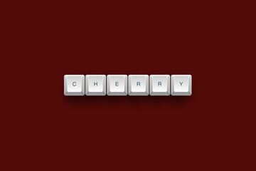 Cherry text on a 3d keyboard button with shadow concept series 2