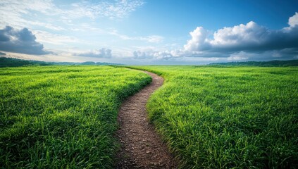 Obraz premium Path Through Lush Green Field