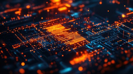 Abstract Digital Technology Background With Bright Nodes