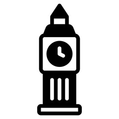 Clock Tower Public Facility icon illustration 