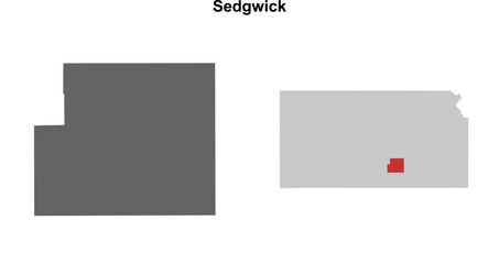 Sedgwick County (Kansas) blank outline map set