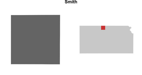 Smith County (Kansas) blank outline map set