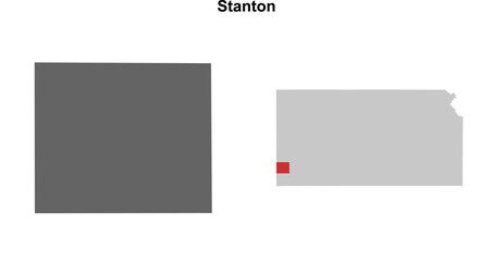 Stanton County (Kansas) blank outline map set