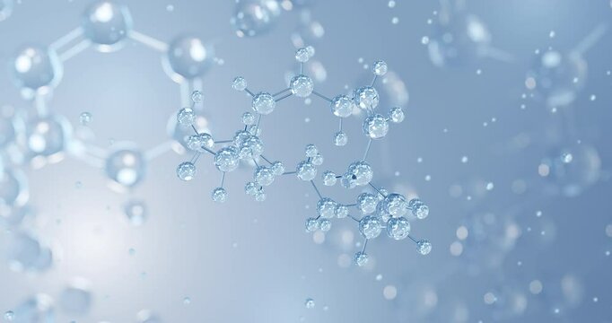 Stearidonic acid, rotating 3D model of fatty acid, seamless looped video