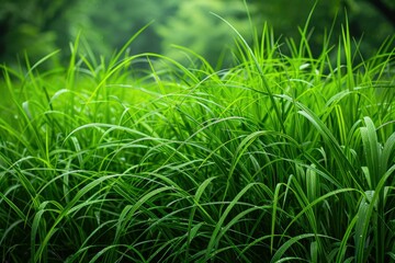 Fototapeta premium Green background with grass texture in natural park setting.