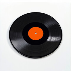 Fototapeta premium Retro Charm Black Vinyl Record with a Striking Orange Label
