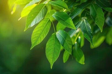 Obraz premium The green leaves are softly blurred. selective focus Abstract green blurred soft nature background.