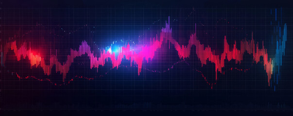 Glowing stock chart with vibrant colors and digital data visualization