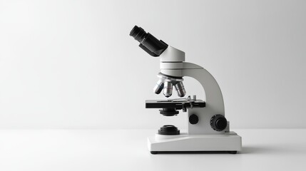 A White Compound Microscope on a White Surface