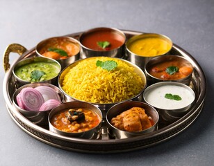 Typical south Indian Thali served in plate