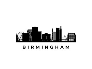 Naklejka premium Vector Birmingham skyline. Travel Birmingham UK famous landmarks. Business and tourism concept for presentation, banner, web site.