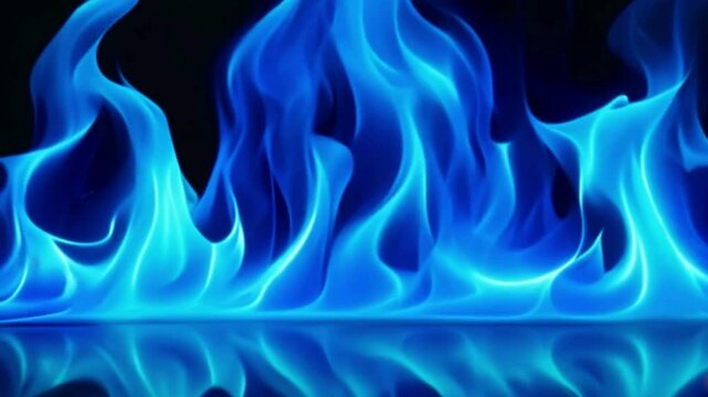blue fire flame on black