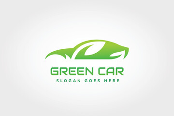 Green car logo concept. Electric vehicles, sustainability eco transportation