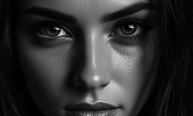 Intense gaze of a young woman