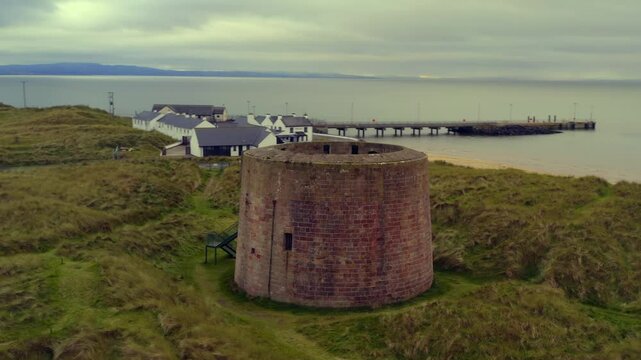 Aerial orbit around the Napoleonic Martello Tower. County Londonderry