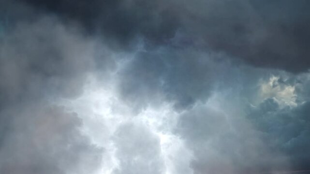 Massive thunderstorms in the cumulonimbus clouds , nature background