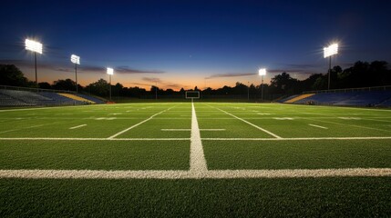 Obraz premium Brightly Lit Football Field at Dusk