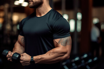 Man training with free weights in the gym for definition and strength increase