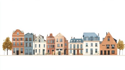 Fototapeta premium Row of Colorful Houses on a Street